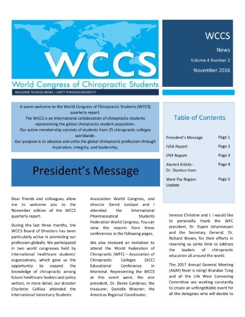 2016 November WCCS Quarterly Report